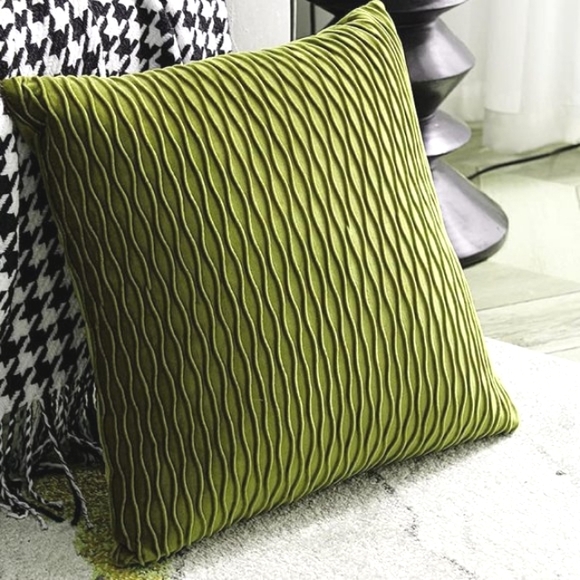 Set of 2 Matcha Green Tea Soft Ripple Corduroy Velvet Pillow Covers Pillows New - Picture 6 of 9